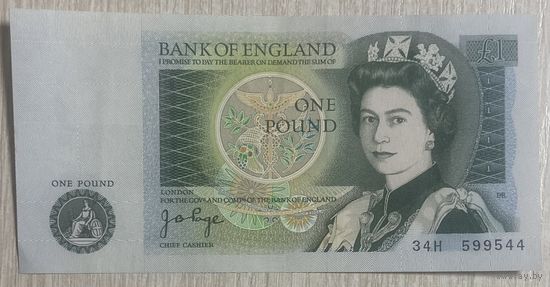 Банкнота Великобритания 1 фунт 1978–1984 г. Елизаветы II. Исаак Ньютон НЕ БЫЛА В ОБОРОТЕ