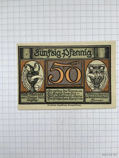 Нотгельд 50 пфеннигов Германия Ильзенбург-0501