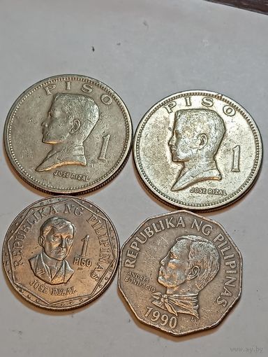 Филиппины 1 песо 1972 , 1974 , 1982 года и 2 песо 1990 года .