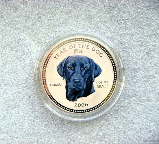 3000 риелей 2006 Камбоджа Год Собаки Лабрадор Цветная Восточный гороскоп Серебро 999