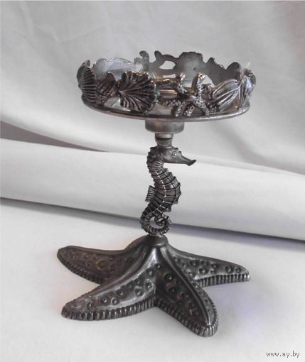 Подсвечник Море Морской конёк Серебрение