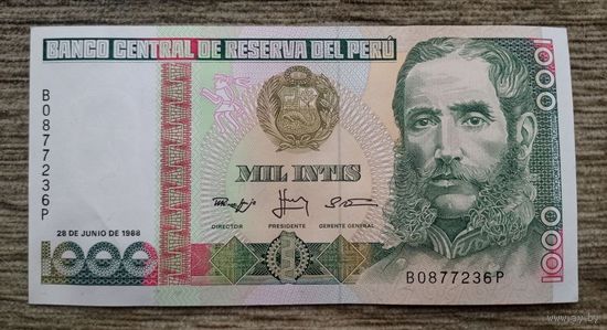 Werty71 Перу 1000 инти 1988 аUNC банкнота
