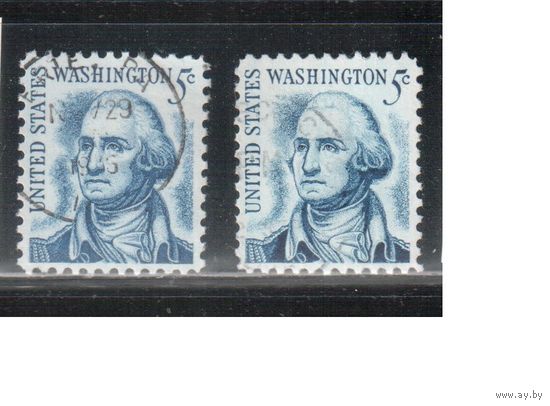 США-1967, (Мих. А937 х+у) , гаш. ,  Стандарт, Личности, Вашингтон, 2 типа бумаги(2)