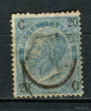 Королевство Италия - 1865 - Виктор Эммануил II. Надпечатка 20С на 15С - [Mi. 25I] - полная серия - 1 марка. Гашеная.  (Лот 34Gb)-T25P27