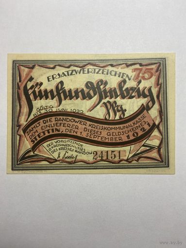 75 пфенингов (нотгельды) г. Германия.-1012