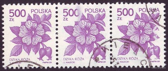 Лечебные растения Польша 1989 год сцепка из 3-х марок