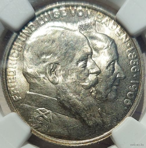 2 марки 1906 Баден MS-65 NGC