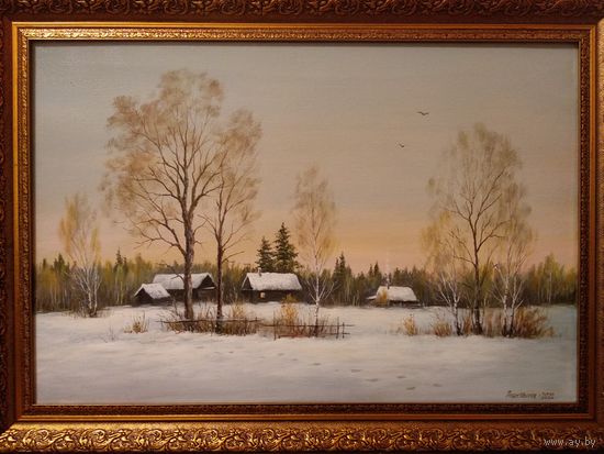 Картина маслом "Зимнее утро"