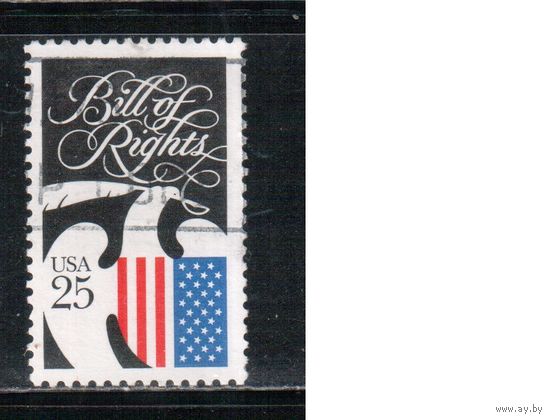 США-1989, (Мих.2050),  гаш.,  Билл о правах, Флаг (одиночка)