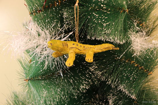 Ёлочная игрушка папье-маше, "Ящерица".