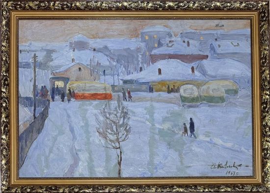 Козловский А.С "У Комаровки", 1967г. Картон, масло.Размер с рамой 79х57 см.