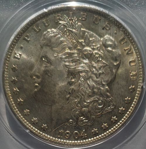1 доллар 1904 O. MS-63.  Старый слаб PCGS.