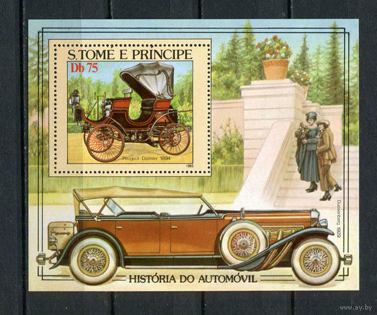 Сан Томе и Принсипи - 1983 - Старинные автомобили - [Mi. bl. 137A] - 1 блок. MNH.  (Лот 116CU)