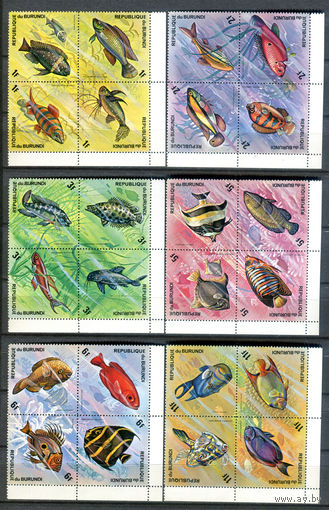 Бурунди - 1974г. - рыбки - 24 марки - полная серия, MNH [Mi 1034-1057]. #3-Bu-Z-1-25