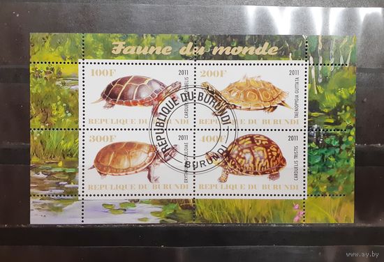 Бурунди. 2011 год. Фауна. Рептилии. Черепахи (малый лист) (1082)