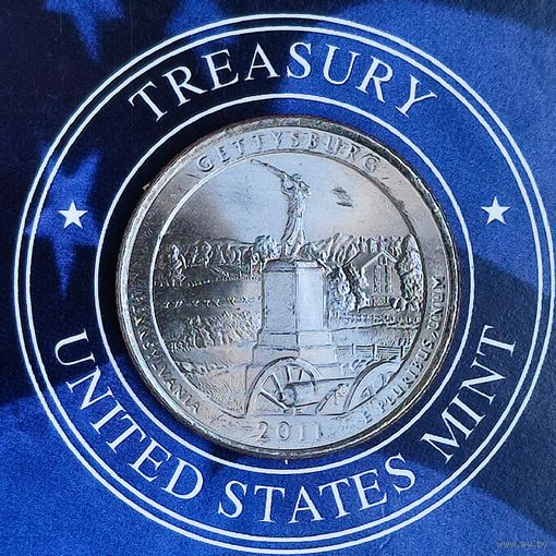 США 25 центов 2011 (D). Национальный парк Геттисберг.