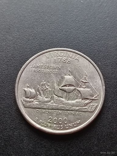США 25 центов  2000 г. D - Вирджиния