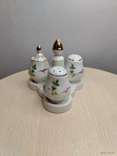 Все лоты с 1 Рубля. Форфоровый набор, соль-горьчица-перец. Сольничка. Добрушский форфоровый завод.