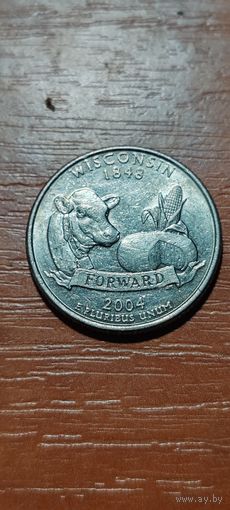 США Штаты и территории 25 центов (квотер) Висконсин 2004