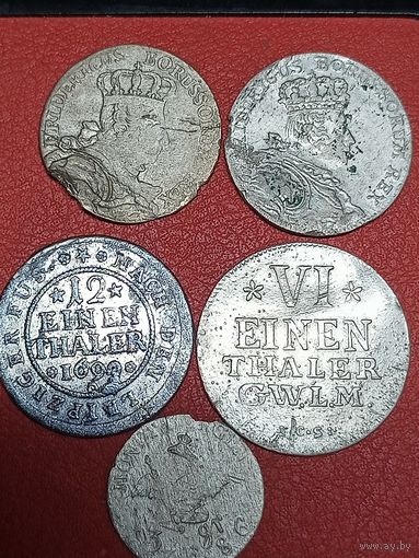 Лот серебра ,Пруссия,5 штук,с рубля!