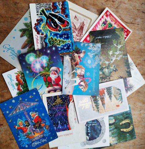 Лот открыток СССР С Новым годом". Около 100 шт. Подписаны. С 1 руб. ТОЛЬКО 7 ДНЕЙ.