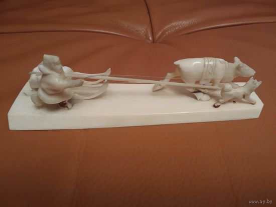 "Оленья упряжка" Кость. Клык моржа!!!