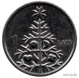 ЛАТВИЙСКАЯ РЕСПУБЛИКА. 1 ЛАТ 2009. РОЖДЕСТВЕНСКАЯ ЕЛЬ /ЁЛКА/.