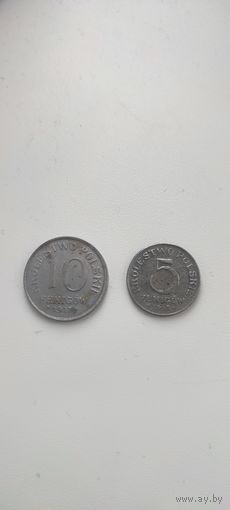 5 и10 фенингов 1917-18г. Польша под Германией.