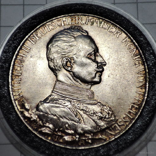Пруссия 2 марки 1913 г.Вильгельм 2.Серебро.
