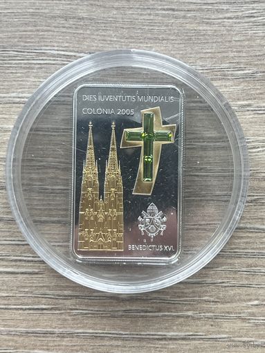 Памятная монета/медаль из серебра с позолотой, выпущенная в Либерии в 2005 году