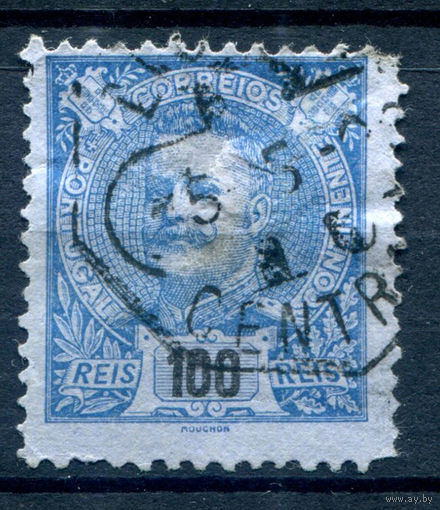 Португалия (Королевство) - 1895/96г. - Король Карлуш I, 100 R - 1 марка - гашёная [Mi 133]. #1-Po-15-A-1