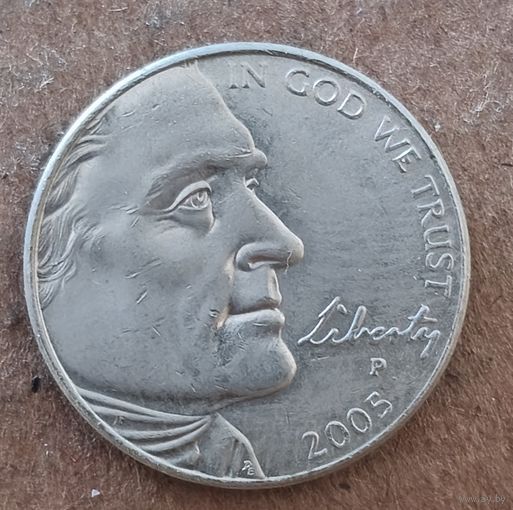 США 5 центов 2005 г., 200 лет экспедиции Льюиса и Кларка - Выход к океану, мд. "Р" - Филадельфия, KM# 369