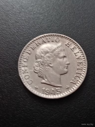 Швейцария 20 раппенов 1945 г.