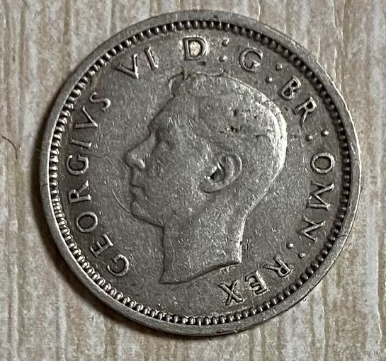 Монета 3 пенса 1937 год. Великобритания. Король Георг VI