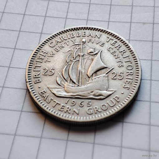 25 центов 1965 года Британские Восточно-Карибские территории.