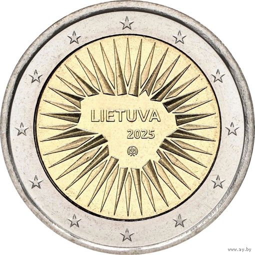2 евро 2025 Литва Оборона страны UNC из ролла