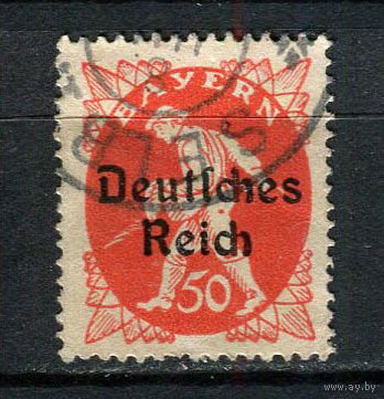 Рейх - 1920/1921 - Надпечатка Deutsches Reich на марках Баварии 50Pf - [Mi.125] - 1 марка. Гашеная.  (Лот 137BZ)