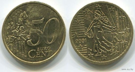 Франция. 50 евроцентов (2001, XF)