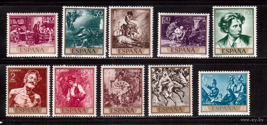 Испания-1968(Мих.1740-1749)  ** , Искусство, Живопись, Мариано Фортуни, полная серия