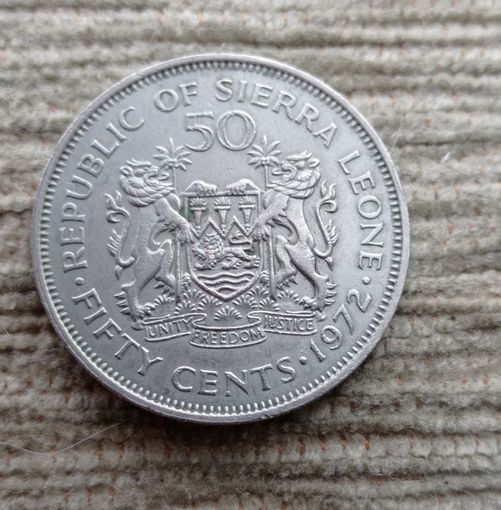 Werty71 Сьерра-Леоне 50 центов 1972 Сиака Стивенс