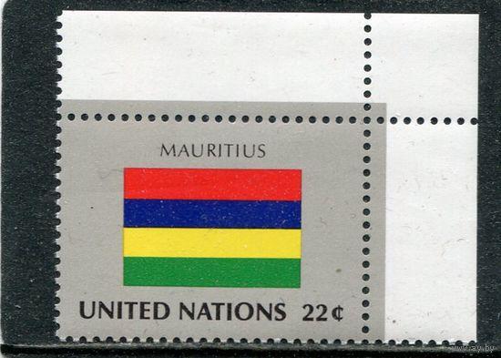США. ООН Нью-Йорк. Флаг Маврикии