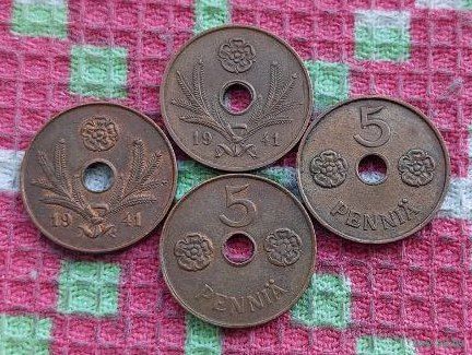 Финляндия 5 пенни 1941 года, UNC. II Мировая война. Предложи свою цену или обмен!