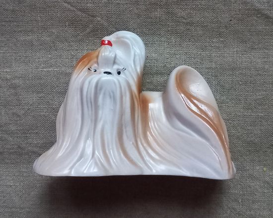 Статуэтка собака фарфоровая фаянс болонка Минский ффз