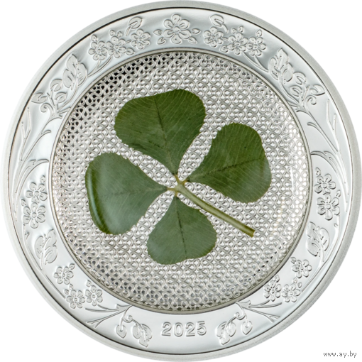 Палау 5 долларов 2025г. "Клевер: унция Удачи". Монета в капсуле; подарочной рамке - футляре; сертификат; коробка. СЕРЕБРО 31,10гр.(1 oz).