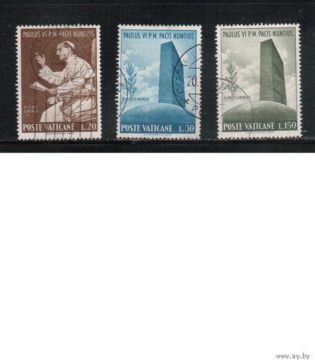 Ватикан-1965,(Мих.483-485)  гаш.  , Визит Папы Павла VI в ООН