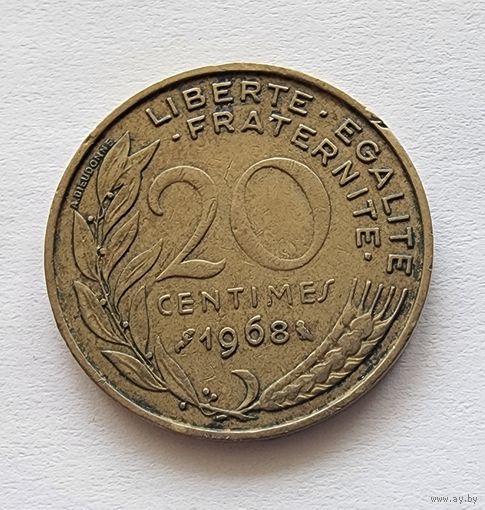 Франция 20 сантимов, 1968
