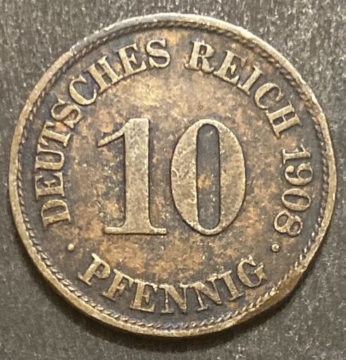 Монета 10 пфеннигов. 1908 год. Германская империя