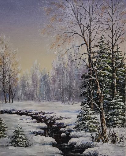 Картина маслом "Зимний пейзаж"