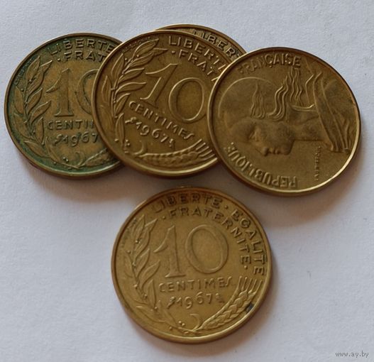 Франция. 10 сантимов 1967 года.