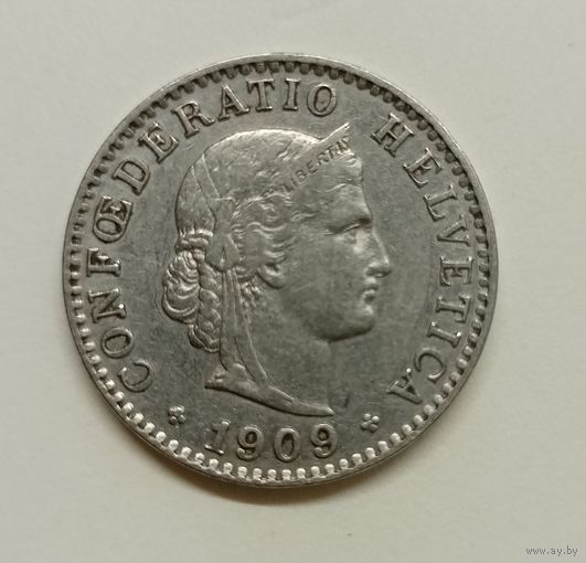 Швейцария 10 раппенов, 1909 год